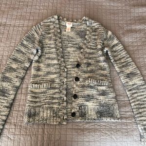 white and grey warm cardigan